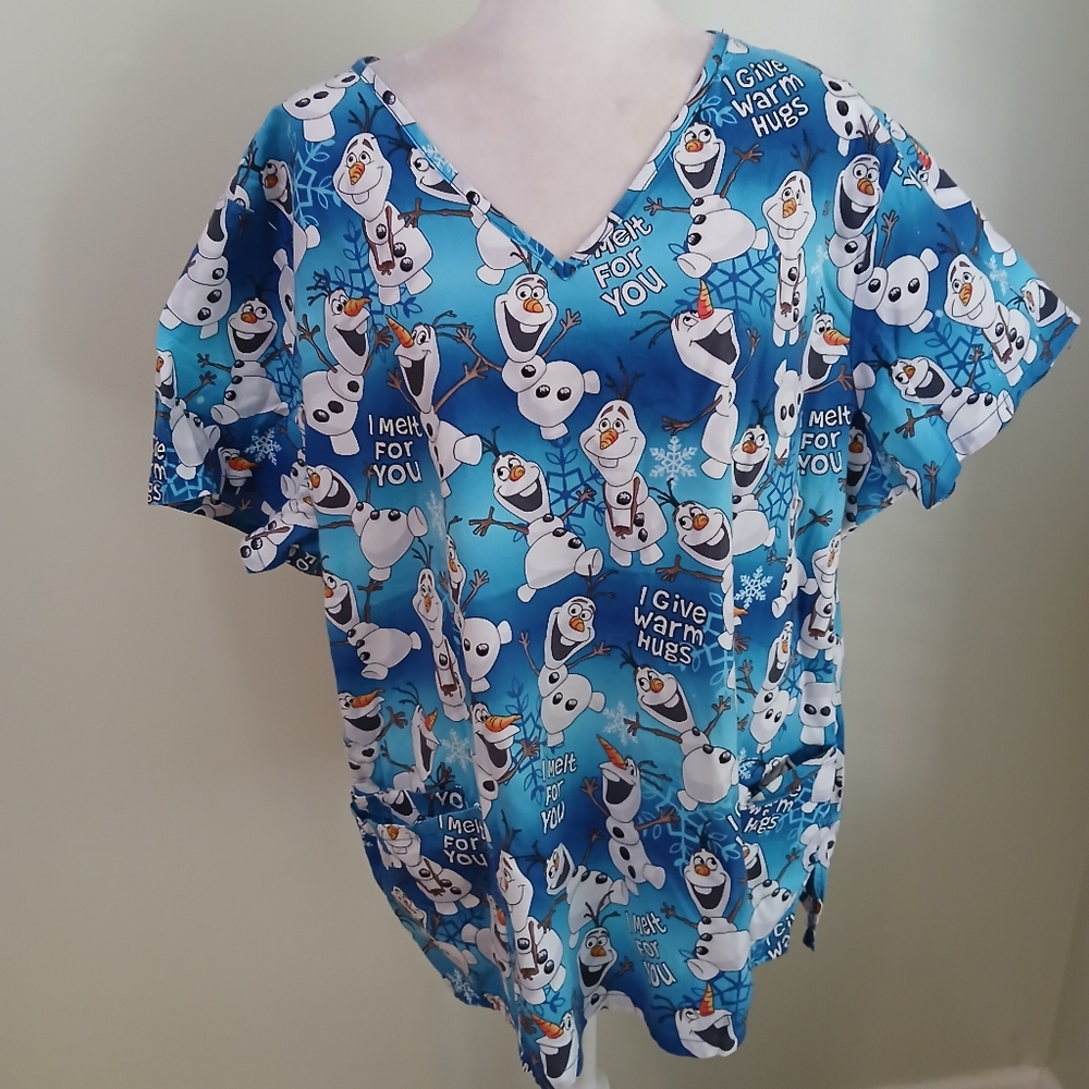 Disney Olaf Frozen Plus Size Scrub Top